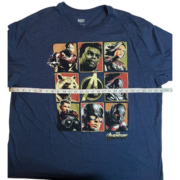 Marvel Avengers Superhero Collage T-Shirt 4X Blue Tee Hulk Iron Man Thor Cap - Picture 9 of 10